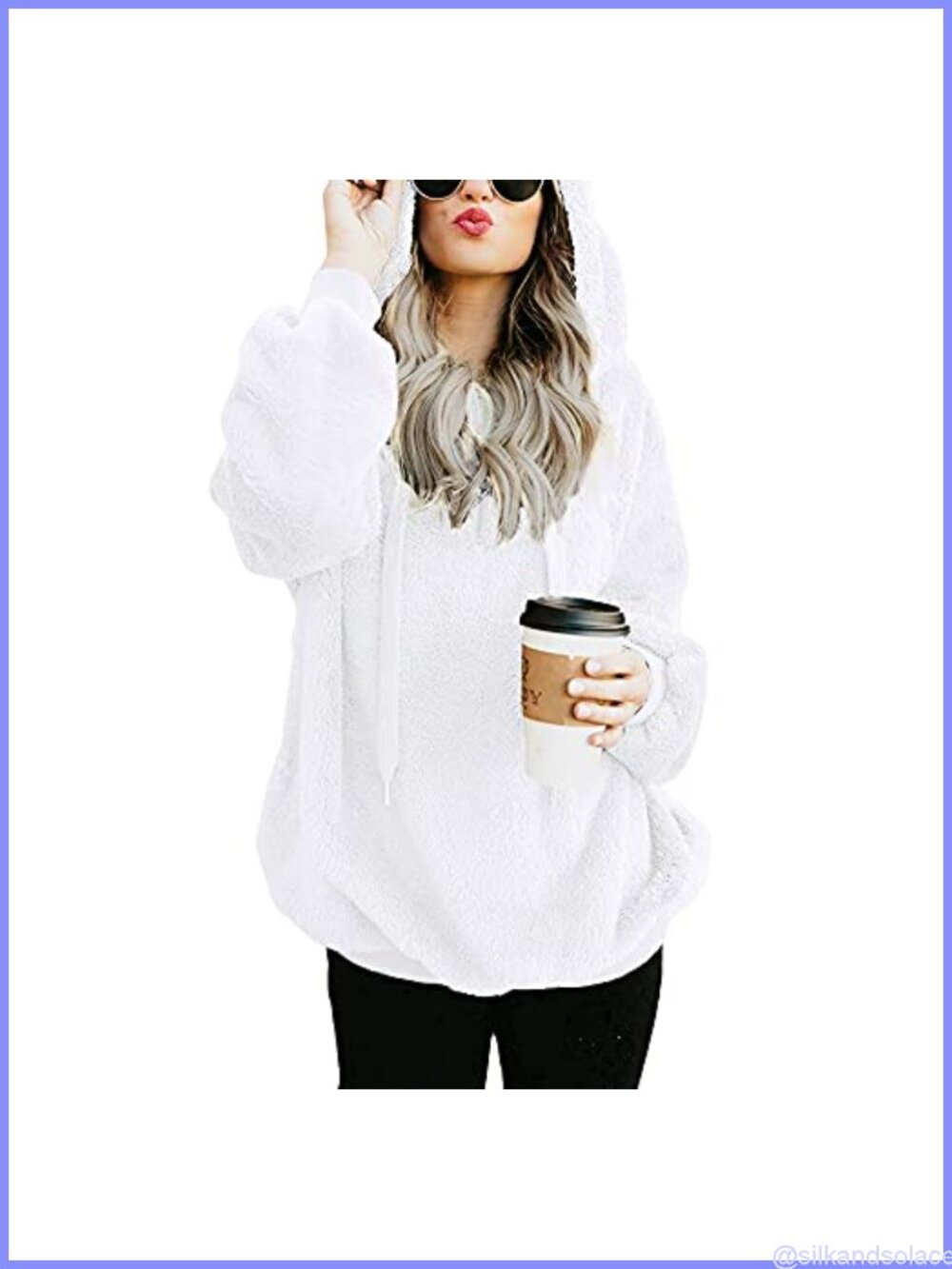Women's Sherpa Hoodie Oversized Pullover with Pockets Athletic Sweatshirt